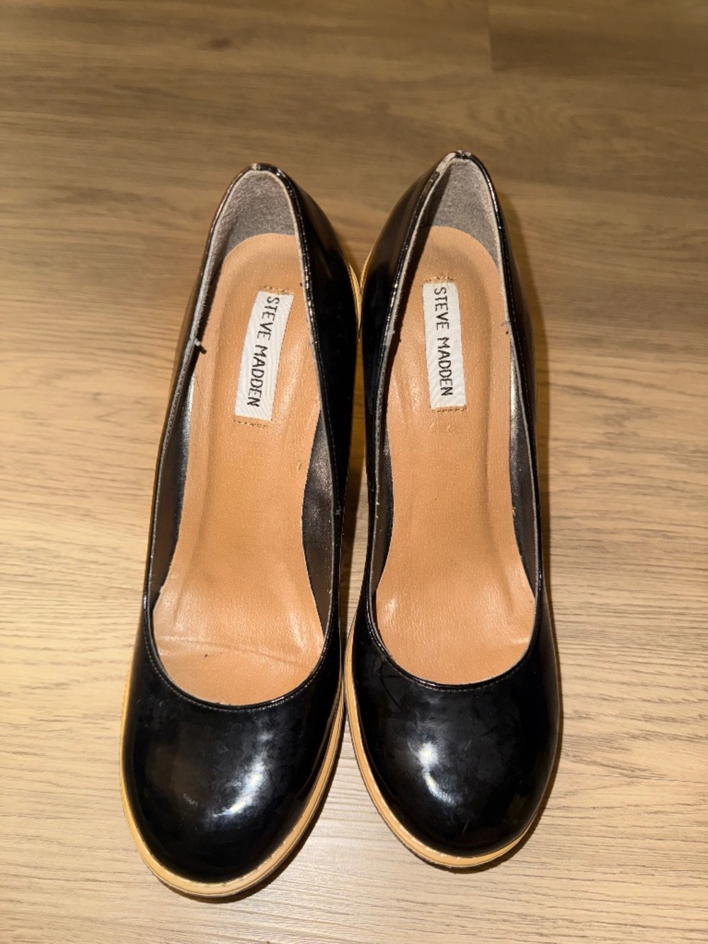 Steve Madden Black Patent Platform Pumps 8.5 | Chunky Lug Sole Y2K Heels